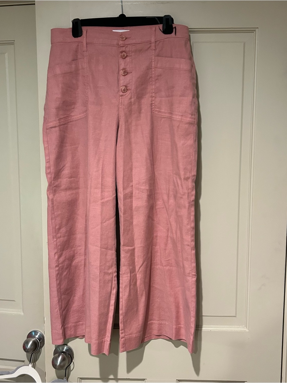 Evereve Pink Wide-Leg Button-Front Pants